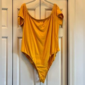 Fashion Nova Autumn golden mustard off the shoulder bodysuit, 3X